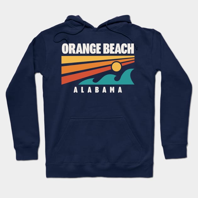 Orange Beach Alabama Retro Vintage Style Waves Hoodie by PodDesignShop